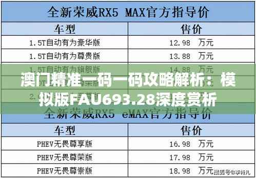 澳门精准一码一码攻略解析:模拟版FAU693.28深度赏析
