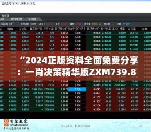 “2024正版资料全面免费分享:一肖决策精华版ZXM739.85强化版”